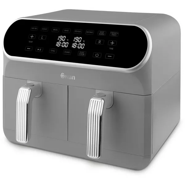 Image of Swan Retro SD10519GR 8L Dual Basket Air Fryer