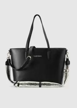 Image of Valentino Bags Womens Zero Logo Strap Tote Bag In Nero