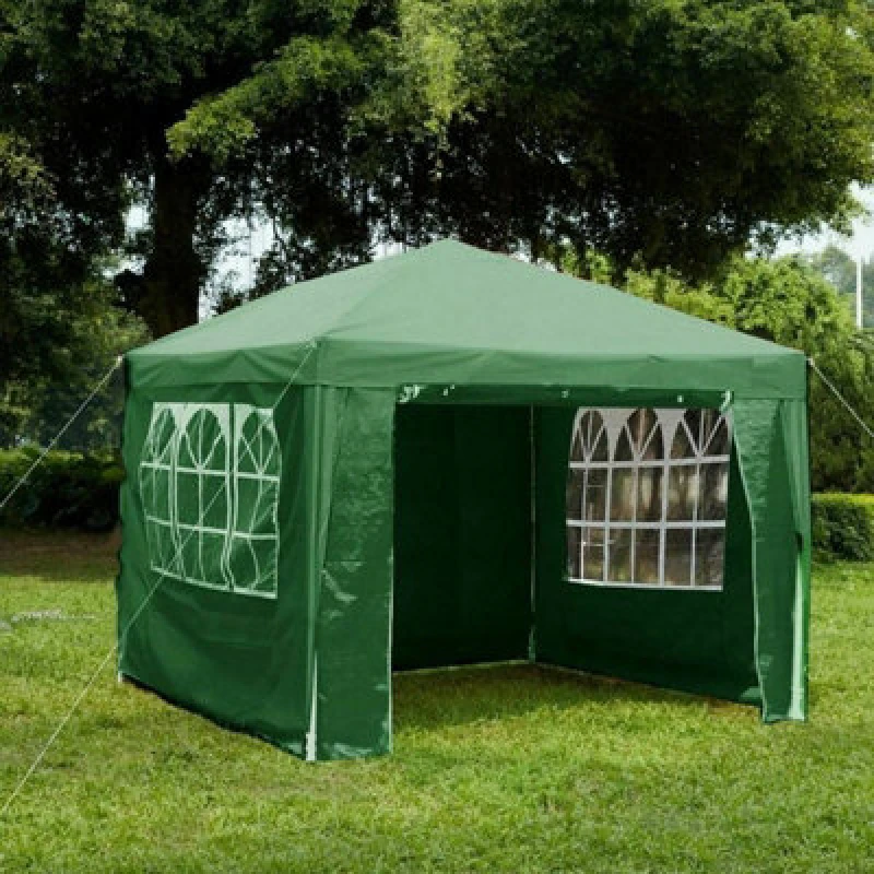 Image of Gr8 Garden Blue Gazebo With Sides Garden Marquee Tent 3x3m Green