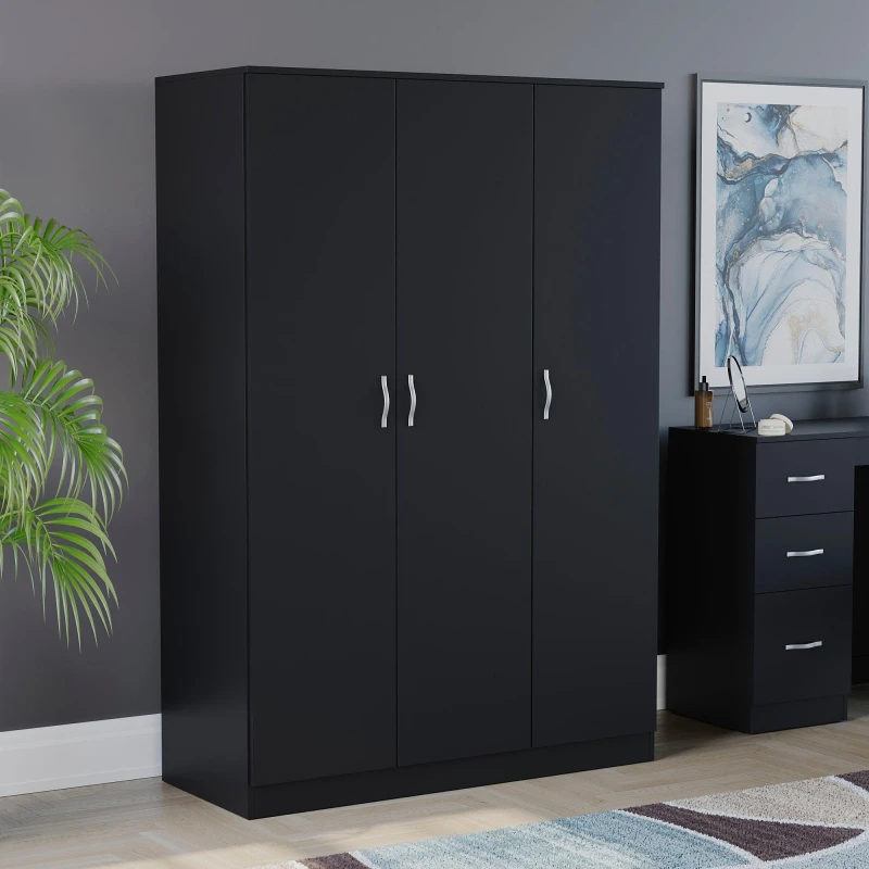 Image of Lassic Vida Designs Riano 3 Door Wardrobe Black unisex 3 Door