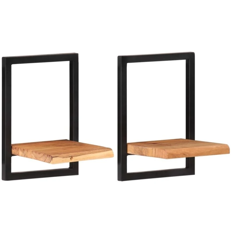 Image of VIDAXL Vidaxl - Wall Shelves 2 pcs 25x25x35cm Solid Wood Acacia and Steel 8720286672181