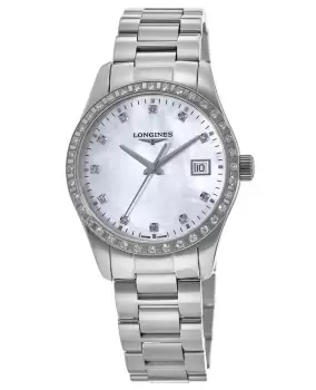 Image of Longines Conquest Classic Mother of Pearl Dial Diamond Stainless Steel Womens Watch L2.386.0.87.6 L2.386.0.87.6
