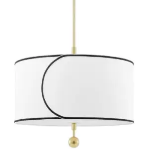 Image of Zara 1 Light Large Pendant Brass, Belgian Linen