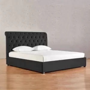 Image of Kelist Bed King Plush Velvet Black