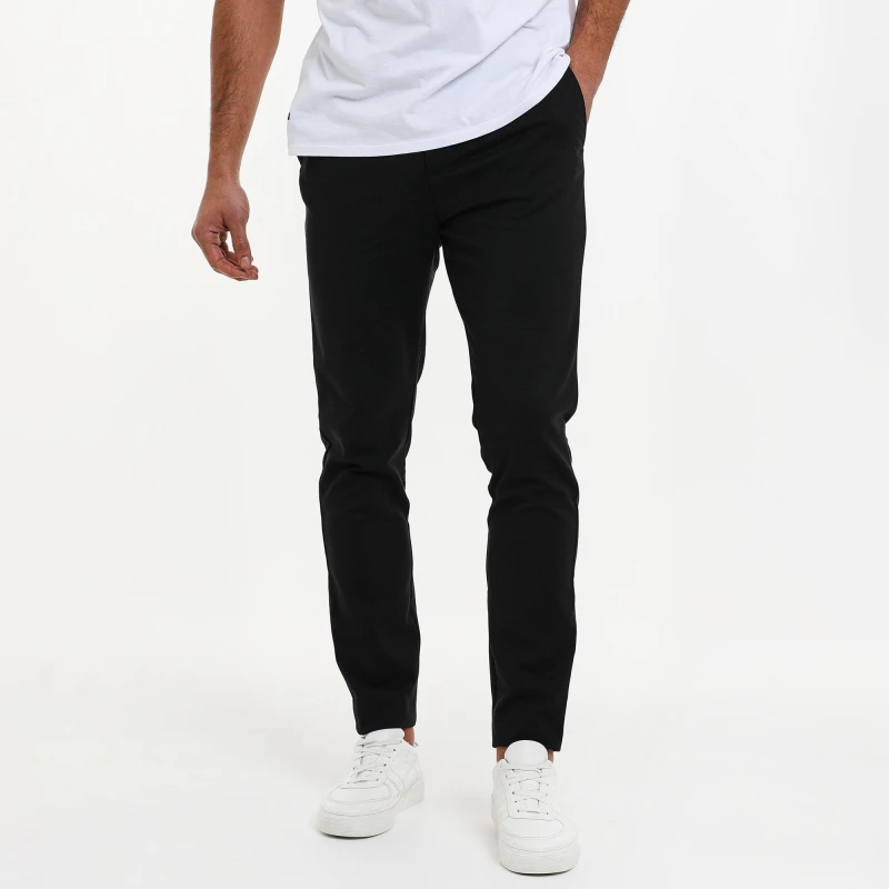 Image of Threadbare 'Freddie' Slim Fit Cotton Blend Trousers Black