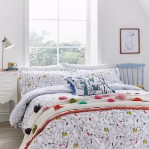 Image of Joules Linear Dogs Single Duvet Cover Set, Multi