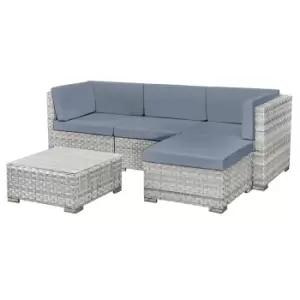 Image of Oseasons Trinidad Rattan 4 Seat Modular Chaise Lounge Set In Dove Grey
