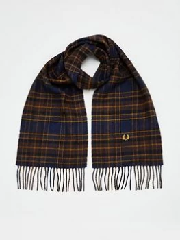 Image of Fred Perry Winter Tartan Scarf - Midnight Blue, Midnight Blue, Men