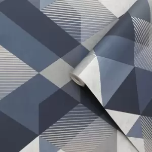 Image of Sublime Decadence Navy Geometric Smooth Wallpaper