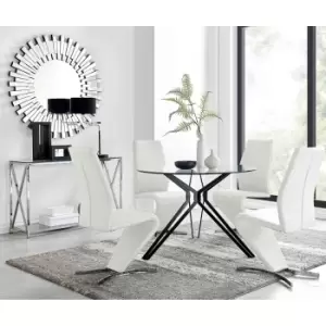 Image of Furniture Box Cascina Dining Table and 4 White Willow Chairs