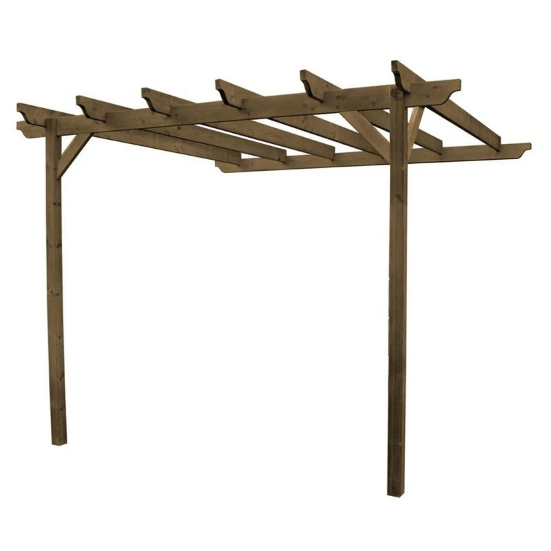 Image of Rutland County Garden Furniture Ltd Wall Mounted Garden Pergola, Wood, L360 x W360 x H270 cm, Rustic Brown Brown Unisex