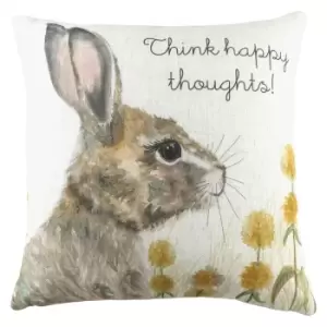 Image of Woodland Hare Happy Thoughts Cushion Multicolour