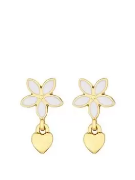Image of Mood Gold White Enamel Flower Charm Drop Earrings
