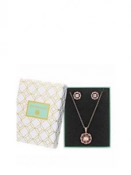 Image of Jon Richard Rose Gold Plated Crystal Round Pendant Set