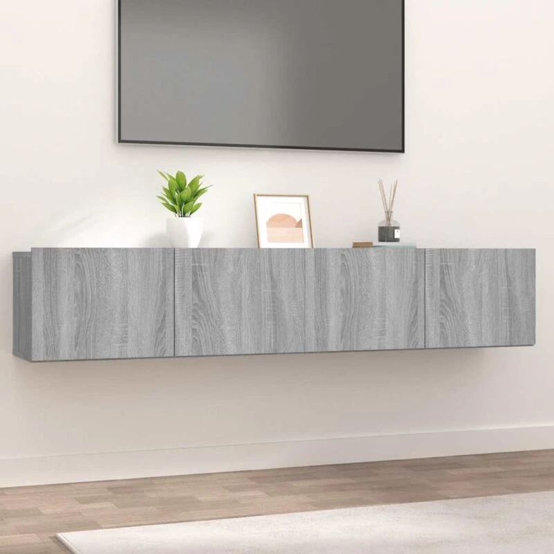 Image of Vidaxl TV Cabinets 2 Pcs Grey Sonoma 80X30X30 Cm Engineered Wood, Grey 820464
