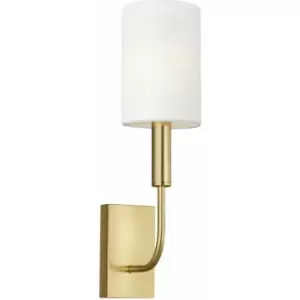 Image of Loops - Wall Light White Linen Cylindrical Shade Burnished Brass LED E14 60W
