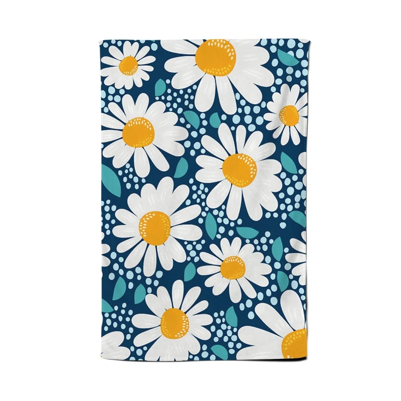 Image of Warren Reed - Designer Camomile Flowers Tea Towel in Blue Blue Unisex