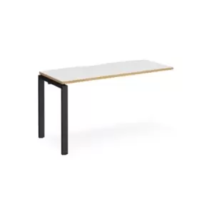 Image of Bench Desk Add On Rectangular Desk 1400mm White/Oak Tops With Black Frames 600mm Depth Adapt
