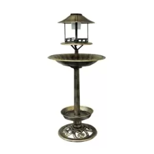 Image of Copper Effect Solar Bird Bath And Feeding Station