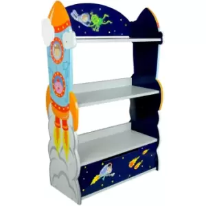 Image of Fantasy Fields Childrens Outer Space Kids Wooden Bookcase Book Shelf TD-12220A - Blue