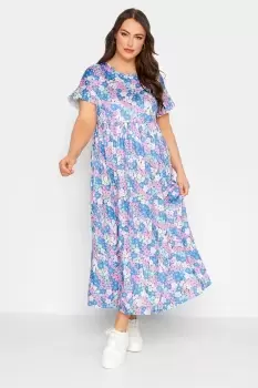 Image of Floral Frill Sleeve Maxi Dress