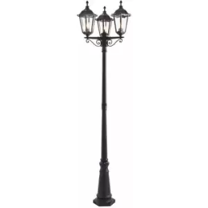 Image of Loops - Outdoor Lantern Lamp Post Matt Black & Glass 2.3m Tall 3 Light Garden Bollard