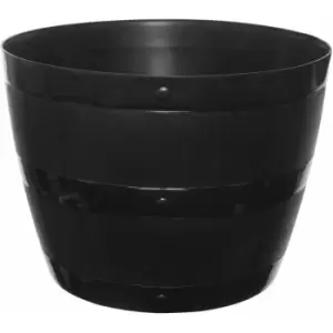 Image of Barrel Flower Garden Planter Wooden Round Pot Pots Wood Plants Outdoor BLACK UK
