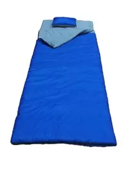 Image of Highland Trail Brittany Extra Long And Wide Luxury Sleeping Bag With Separate Pillow- Blue/ Grey