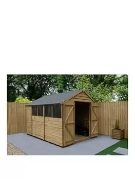Image of Forest Overlap Pressure Treated 10X8 Apex Shed - Double Door With Installation