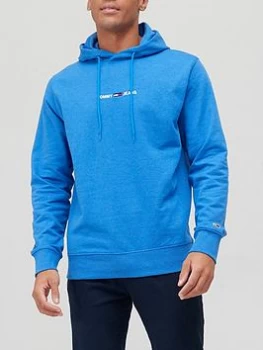 Image of Tommy Jeans Straight Logo Overhead Hoodie - Blue Size XL, Men