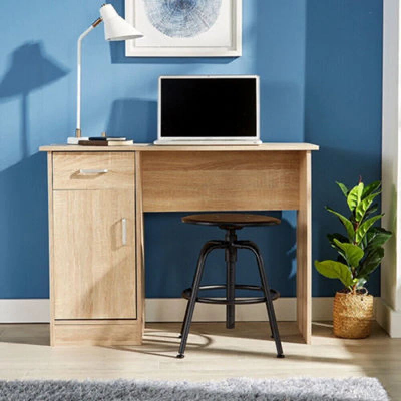 Image of Home Source Tyler 1 Drawer Home Office Computer Storage Desk Light Oak