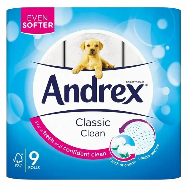 Image of Andrex Classic Clean 9 Toilet Rolls