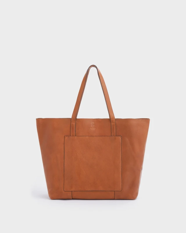 Image of OSPREY LONDON Womens The Vintage Leather Santa Fe Tote Bag in Tan Tan Female