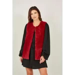 Image of Yumi Red Faux Fur Gilet - Red