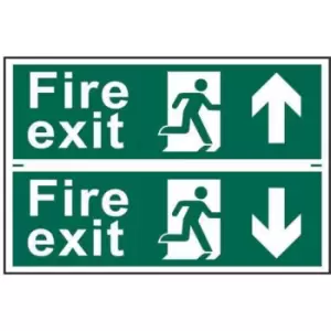 Image of Fire Exit Up / Down Self Adhesive Sign Twin Pack - 300 x 100mm