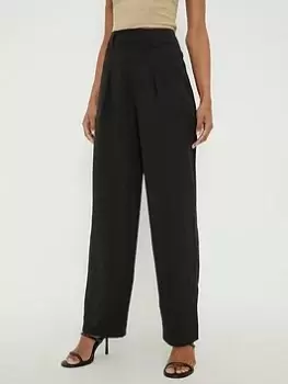 Image of Dorothy Perkins Pleated Front Straight Leg Trouser - Black, Size 18, Women