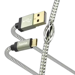 Image of Hama Reflective Charging/Data Cable USB-A - USB-C 1.5m Green