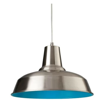 Image of Firstlight - Smart - 1 Light Dome Ceiling Pendant Brushed Steel, Blue Inside, E27