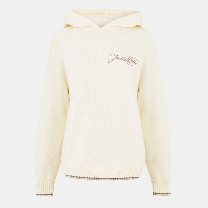 Image of Jack Wills Womens Knitted Hoodie Vintage White female 8 (XS)