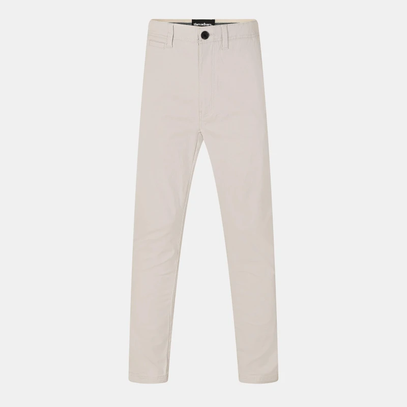 Image of Threadbare Cotton Regular Fit Chino Trousers with Stretch - White White L