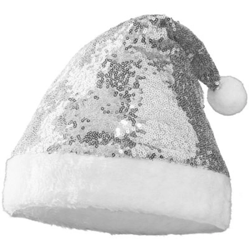 Image of Tectake Santa Hat With Silver Sequins - Size 56 / Height: Approx. 56cm - Silver