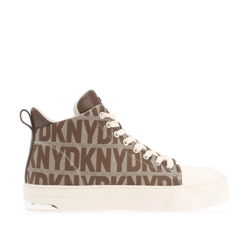 Image of DKNY Yaser Lace Up Mid Trainers Beige female UK 6.5