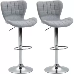 Image of Homcom - Set of 2 Modern Winged bar Stools Swivel Adjustable Home Dining Pub Grey