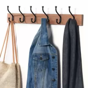 Image of House of Home 6 Black Hooks On Oak Finish Mdf Board