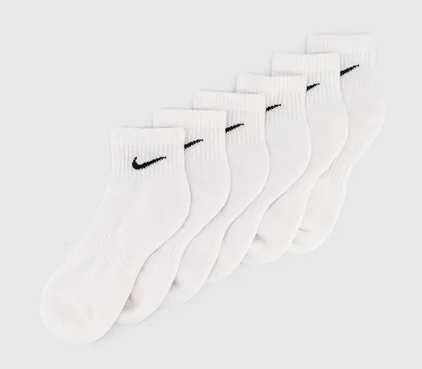 Image of Nike Training Ankle Socks 6 Pairs White Black, S
