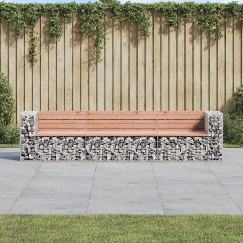 Image of vidaXL Garden Bench Gabion Design 287x71x65.5cm Solid Wood Douglas, Brown 3196252