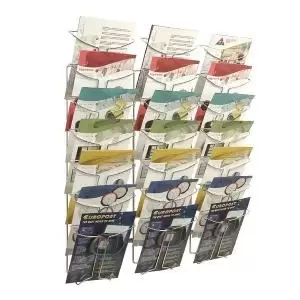 Image of Alba Wall Mounted 7Tier 21-Pocket Literature Holder A4 Chrome DDFIL21M