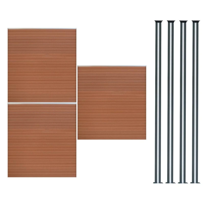 Image of Monstershop Composite Fence Panels & LED Posts 6ft x 17ft - Brown Brown Unisex