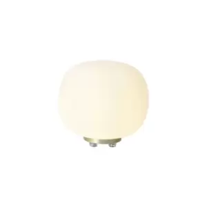 Image of Cheektowaga Small Oval Ball Table Lamp E27 Satin Gold Base With Frosted White Glass Globe