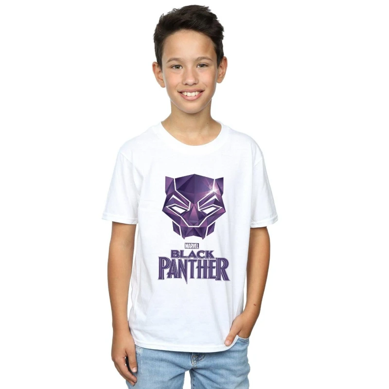 Image of Marvel Black Panther Mask Logo T-Shirt White male